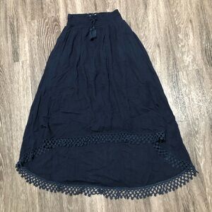 Abercrombie Kids Navy Blue Tiered Hi-Low Skirt XS (8)